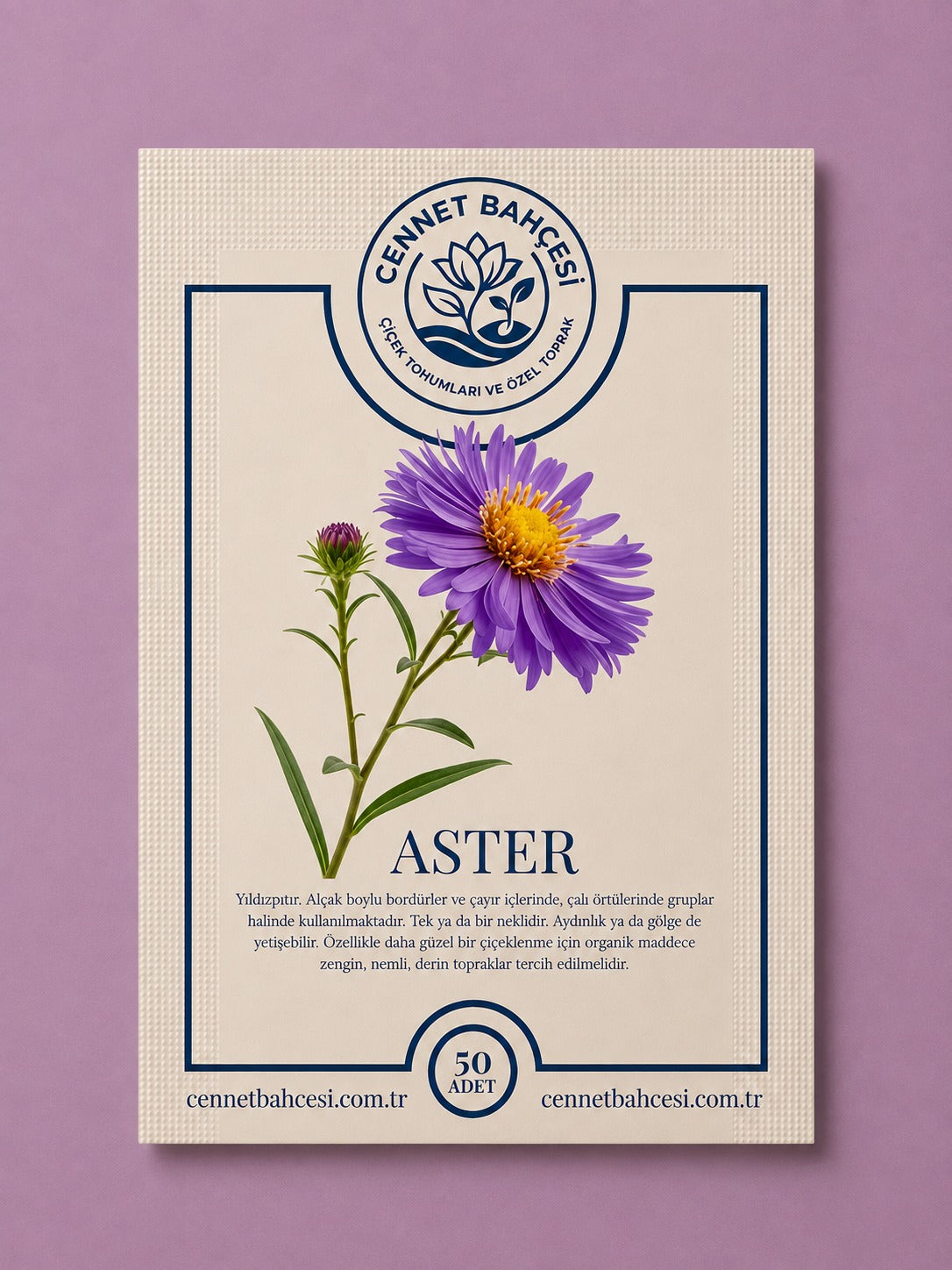 Cennet Bahçesi Aster Çiçek Tohumu (50'li Paket)