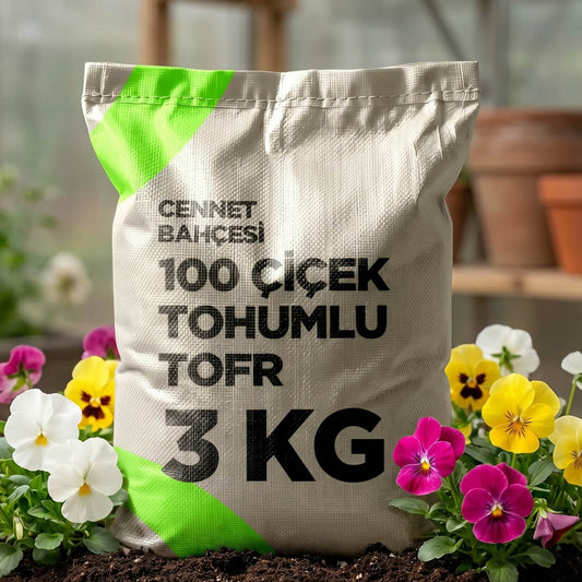 100 Çiçek Tohumlu 3 Kg'lık Toprak